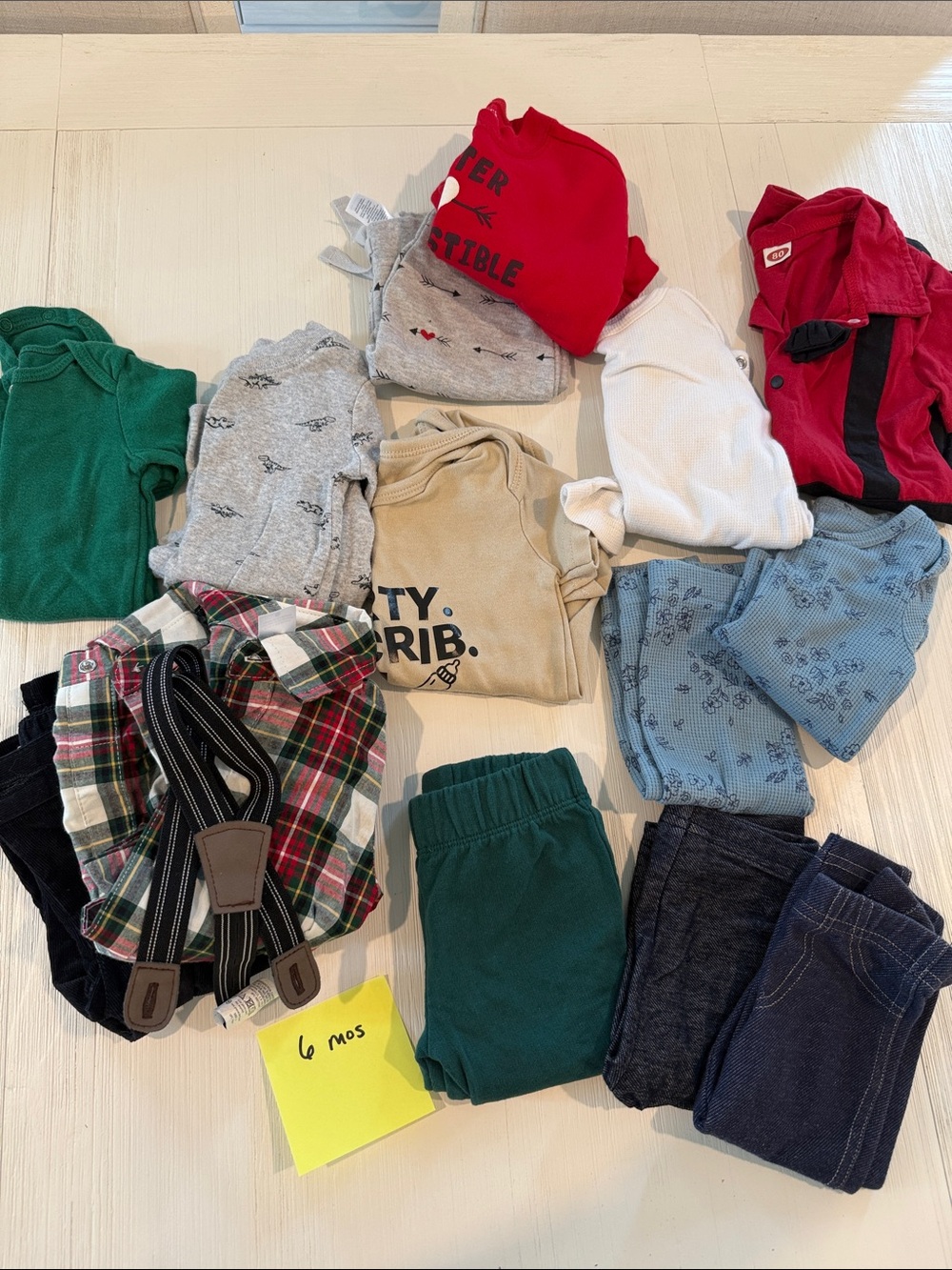 Lot of 14 boys outfits and clothes - 6 months